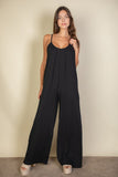 Spaghetti Strap Solid Wide Jumpsuit-3 Colors