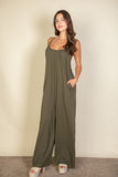 Spaghetti Strap Solid Wide Jumpsuit-3 Colors