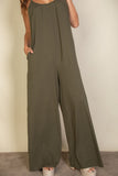 Spaghetti Strap Solid Wide Jumpsuit-3 Colors