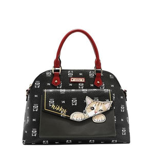 Authentic Nicole Lee  "Nikky Meow" Dome Bag- Black