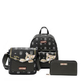 Authentic Nicole Lee  "Nikky Meow" 3 Piece Bag Set- Black