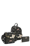 Authentic Nicole Lee  "Nikky Meow" 3 Piece Bag Set- Black