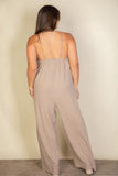 Plus Size Spaghetti Strap Solid Wide Jumpsuit-3 Colors