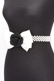 Camellia Rose Flower Ribbon Pearl Stretch Belt