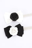 Camellia Rose Flower Ribbon Pearl Stretch Belt