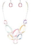 Mix Color Enamel Ring Statement Necklace Set-3 Colors