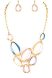 Mix Color Enamel Ring Statement Necklace Set-3 Colors