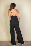 Spaghetti Strap Solid Wide Jumpsuit-3 Colors