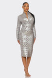 Metallic Zigzag Holiday Bandage Dress- 2 Colors