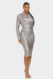 Metallic Zigzag Holiday Bandage Dress- 2 Colors