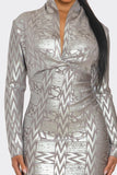 Metallic Zigzag Holiday Bandage Dress- 2 Colors