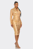 Metallic Zigzag Holiday Bandage Dress- 2 Colors