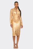 Metallic Zigzag Holiday Bandage Dress- 2 Colors