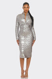 Metallic Zigzag Holiday Bandage Dress- 2 Colors