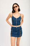 ZIP UP DENIM CORSET TOP