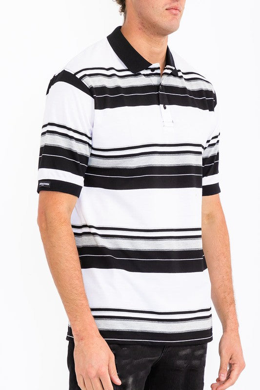 Old School Striped Pique Polo Shirt- 2 Colors