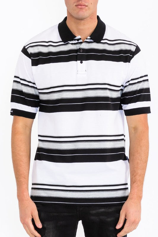 Old School Striped Pique Polo Shirt- 2 Colors