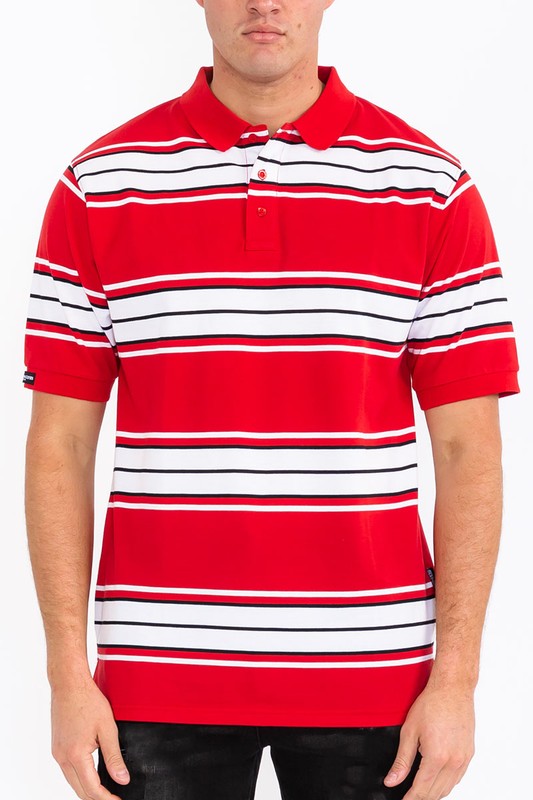 Men's Old School Striped Pique Polo Shirt