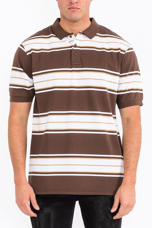 Men's Old School Striped Pique Polo Shirt