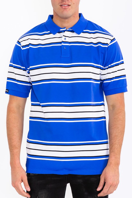 Men's Old School Striped Pique Polo Shirt