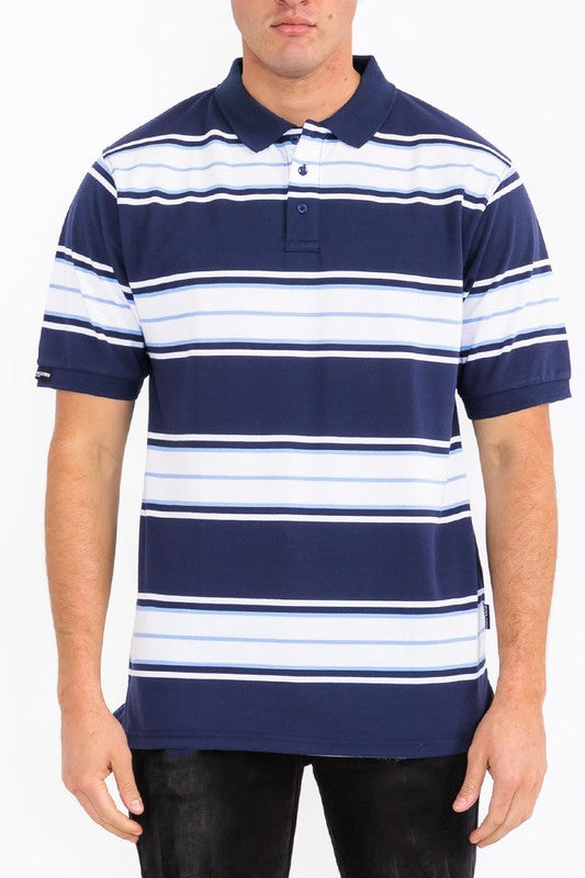 Men's Old School Striped Pique Polo Shirt