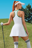 Bra V Neck Racerback Tennis Dresses with Shorts-3 Colors