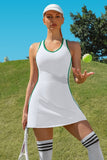 Bra V Neck Racerback Tennis Dresses with Shorts-3 Colors