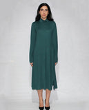 Turtle Neck Side Slits Dress- Green