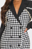 Monochrome Glam Houndstooth Blazer Dress