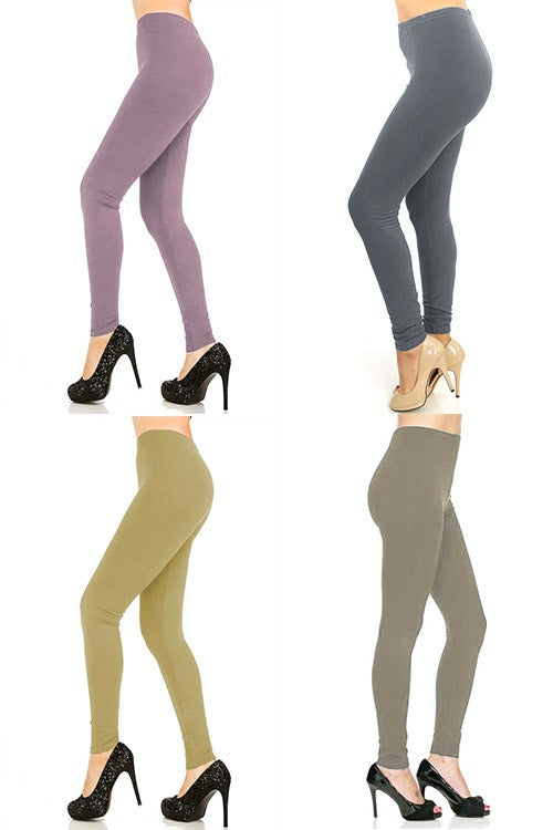 Peach Skin Solid Color Leggings- 12 Piece