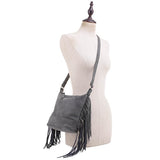 Faux Suede Fringe Crossbody Bag- 6 Colors