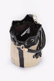 Top Handle Faux Straw Bucket Bag- 2 Colors