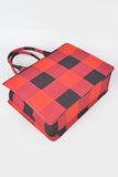 Buffalo Check Large Zipper Structure Tote- 2 Colors