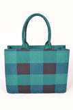 Buffalo Check Large Zipper Structure Tote- 2 Colors