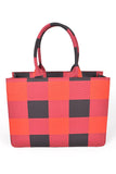 Buffalo Check Large Zipper Structure Tote- 2 Colors