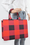 Buffalo Check Large Zipper Structure Tote- 2 Colors