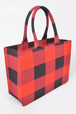 Buffalo Check Large Zipper Structure Tote- 2 Colors