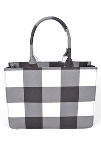 Buffalo Check Large Zipper Structure Tote- 2 Colors