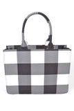 Buffalo Check Large Zipper Structure Tote- 2 Colors