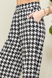 Women's Houndstooth Black & White High Waisted Palazzo Pants