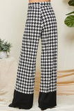 Women's Houndstooth Black & White High Waisted Palazzo Pants