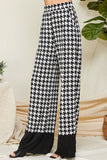 Women's Houndstooth Black & White High Waisted Palazzo Pants