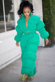 Green Puffy Pants Set