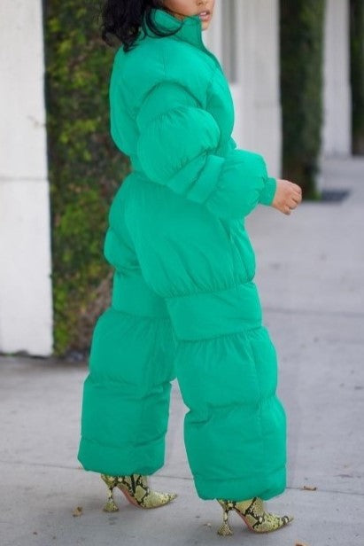 Green Puffy Pants Set