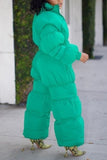 Green Puffy Pants Set