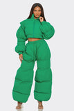 Green Puffy Pants Set