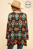 Women's Plus Size Aztec Print Reverse Seam Tunic