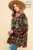 Women's Plus Size Aztec Print Reverse Seam Tunic