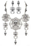 Crystal Spiderweb Statement Necklace Set- 2 Colors