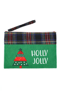 Embroidered Christmas Tree Holiday Pouch